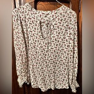 Lucky Brand Tie Front Long Sleeve Top
